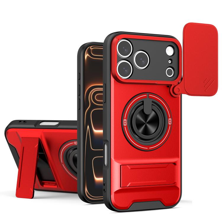 Custodia per telefono multifunzionale magnetica antiurto con finestra scorrevole per obiettivo., For iPhone 17 Pro, For iPhone 17, For iPhone Air, For iPhone 16 Pro Max