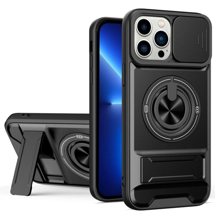 Custodia per telefono multifunzionale magnetica antiurto con finestra scorrevole per obiettivo., For iPhone 14 Pro, For iPhone 14 Pro Max, For iPhone 13 Pro Max, For iPhone 13 Pro