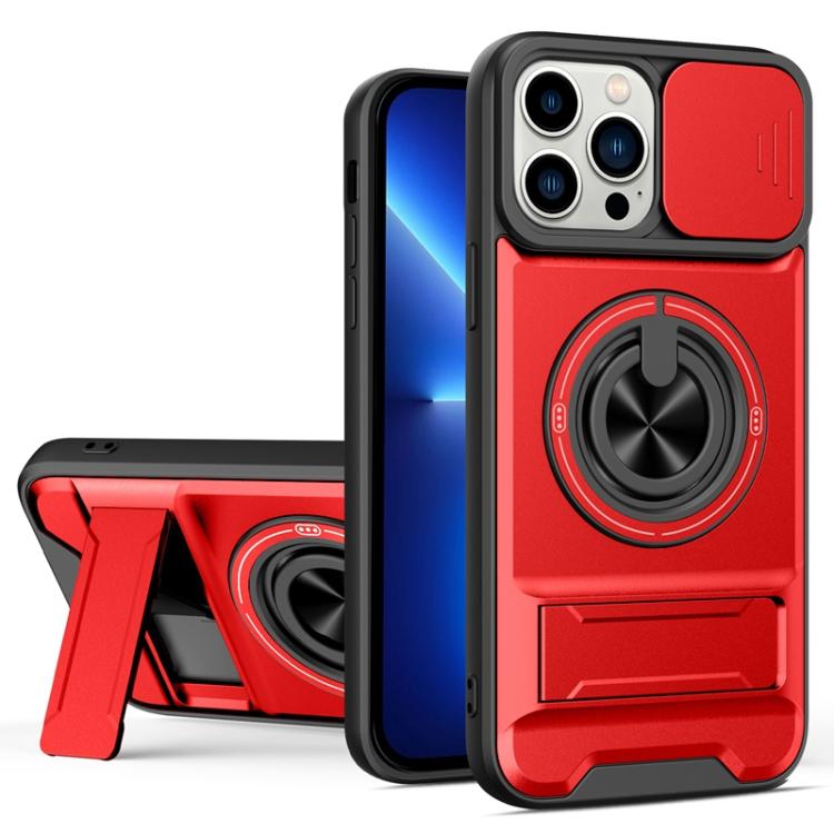 Custodia per telefono multifunzionale magnetica antiurto con finestra scorrevole per obiettivo., For iPhone 14 Pro, For iPhone 14 Pro Max, For iPhone 13 Pro Max, For iPhone 13 Pro