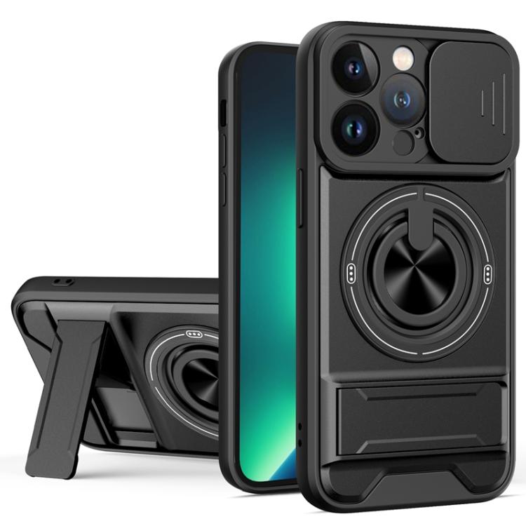 Custodia per telefono multifunzionale magnetica antiurto con finestra scorrevole per obiettivo., For iPhone 14 Pro, For iPhone 14 Pro Max, For iPhone 13 Pro Max, For iPhone 13 Pro