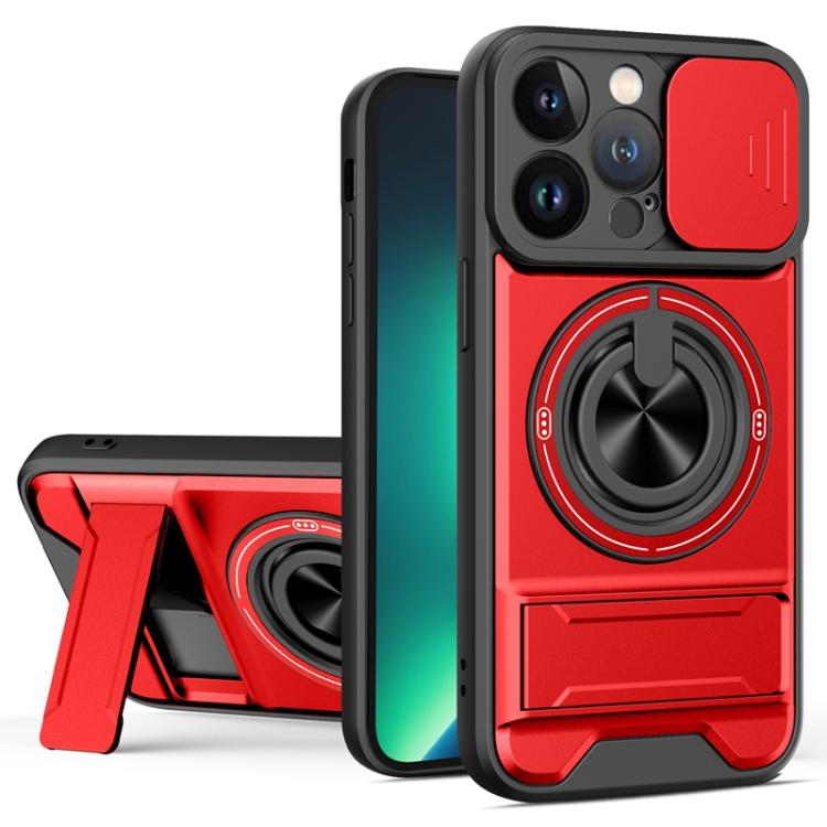 Custodia per telefono multifunzionale magnetica antiurto con finestra scorrevole per obiettivo., For iPhone 14 Pro, For iPhone 14 Pro Max, For iPhone 13 Pro Max, For iPhone 13 Pro