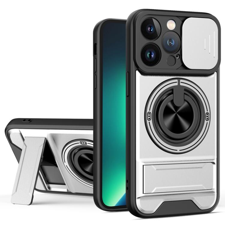 Custodia per telefono multifunzionale magnetica antiurto con finestra scorrevole per obiettivo., For iPhone 14 Pro, For iPhone 14 Pro Max, For iPhone 13 Pro Max, For iPhone 13 Pro