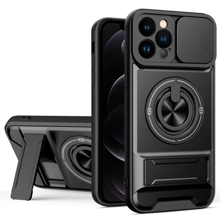 Custodia per telefono multifunzionale magnetica antiurto con finestra scorrevole per obiettivo., For iPhone 13, For iPhone 12, For iPhone 12 Pro Max, For iPhone 12 Pro