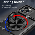 Custodia per telefono multifunzionale magnetica antiurto con finestra scorrevole per obiettivo., For iPhone 11 Pro Max, For iPhone 11, For iPhone XR, For iPhone XS Max