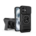 Custodia per telefono multifunzionale magnetica antiurto con finestra scorrevole per obiettivo., For iPhone 16 Pro, For iPhone 16 Plus, For iPhone 16, For iPhone 15 Pro Max