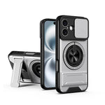 Custodia per telefono multifunzionale magnetica antiurto con finestra scorrevole per obiettivo., For iPhone 16 Pro, For iPhone 16 Plus, For iPhone 16, For iPhone 15 Pro Max