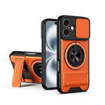 Custodia per telefono multifunzionale magnetica antiurto con finestra scorrevole per obiettivo., For iPhone 16 Pro, For iPhone 16 Plus, For iPhone 16, For iPhone 15 Pro Max