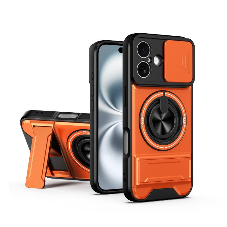 Custodia per telefono multifunzionale magnetica antiurto con finestra scorrevole per obiettivo., For iPhone 16 Pro, For iPhone 16 Plus, For iPhone 16, For iPhone 15 Pro Max