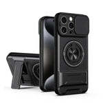 Custodia per telefono multifunzionale magnetica antiurto con finestra scorrevole per obiettivo., For iPhone 16 Pro, For iPhone 16 Plus, For iPhone 16, For iPhone 15 Pro Max