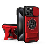 Custodia per telefono multifunzionale magnetica antiurto con finestra scorrevole per obiettivo., For iPhone 16 Pro, For iPhone 16 Plus, For iPhone 16, For iPhone 15 Pro Max