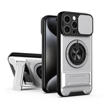 Custodia per telefono multifunzionale magnetica antiurto con finestra scorrevole per obiettivo., For iPhone 16 Pro, For iPhone 16 Plus, For iPhone 16, For iPhone 15 Pro Max