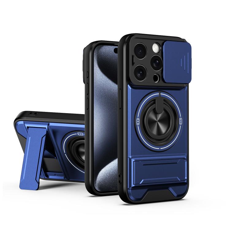 Custodia per telefono multifunzionale magnetica antiurto con finestra scorrevole per obiettivo., For iPhone 15 Pro, For iPhone 15, For iPhone 14 Plus, For iPhone 14
