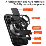 Custodia per telefono multifunzionale magnetica antiurto con finestra scorrevole per obiettivo., For iPhone 15 Pro, For iPhone 15, For iPhone 14 Plus, For iPhone 14