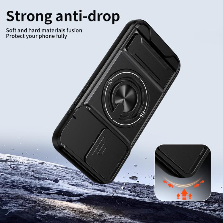Custodia per telefono multifunzionale magnetica antiurto con finestra scorrevole per obiettivo., For iPhone 15 Pro, For iPhone 15, For iPhone 14 Plus, For iPhone 14