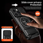 Custodia per telefono multifunzionale magnetica antiurto con finestra scorrevole per obiettivo., For iPhone 15 Pro, For iPhone 15, For iPhone 14 Plus, For iPhone 14