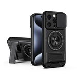 Custodia per telefono multifunzionale magnetica antiurto con finestra scorrevole per obiettivo., For iPhone 15 Pro, For iPhone 15, For iPhone 14 Plus, For iPhone 14