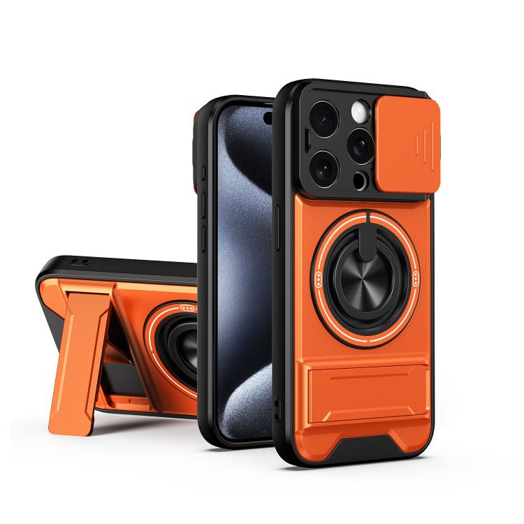 Custodia per telefono multifunzionale magnetica antiurto con finestra scorrevole per obiettivo., For iPhone 15 Pro, For iPhone 15, For iPhone 14 Plus, For iPhone 14