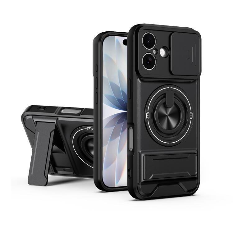 Custodia per telefono multifunzionale magnetica antiurto con finestra scorrevole per obiettivo., For iPhone 17 Pro, For iPhone 17, For iPhone Air, For iPhone 16 Pro Max