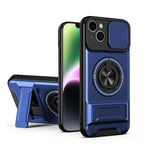 Custodia per telefono multifunzionale magnetica antiurto con finestra scorrevole per obiettivo., For iPhone 15 Pro, For iPhone 15, For iPhone 14 Plus, For iPhone 14