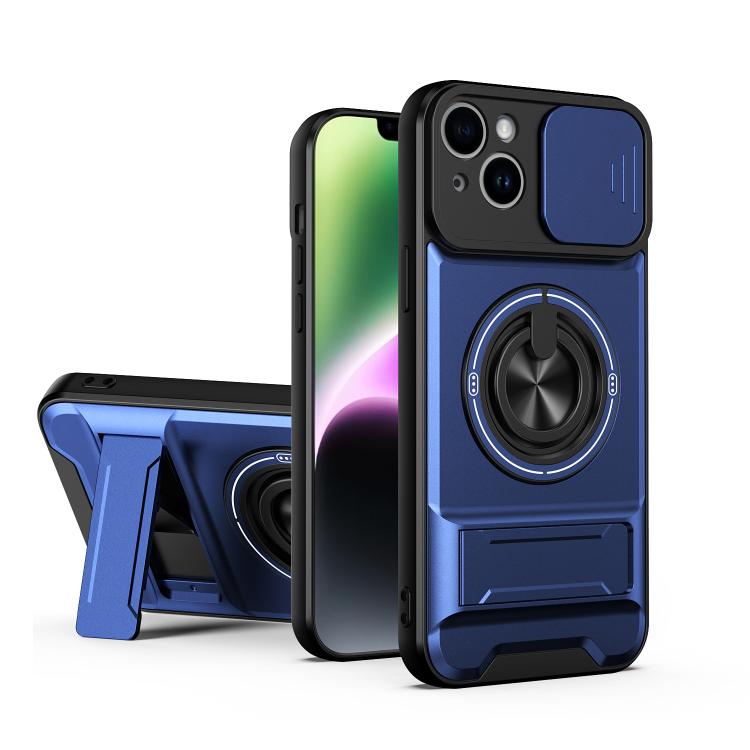 Custodia per telefono multifunzionale magnetica antiurto con finestra scorrevole per obiettivo., For iPhone 15 Pro, For iPhone 15, For iPhone 14 Plus, For iPhone 14