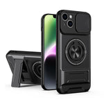 Custodia per telefono multifunzionale magnetica antiurto con finestra scorrevole per obiettivo., For iPhone 15 Pro, For iPhone 15, For iPhone 14 Plus, For iPhone 14