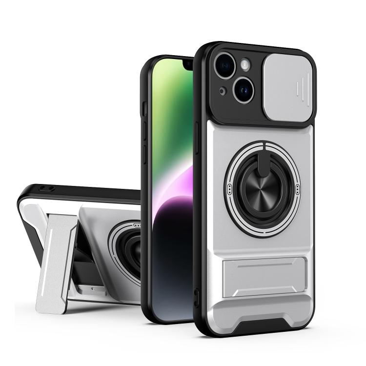 Custodia per telefono multifunzionale magnetica antiurto con finestra scorrevole per obiettivo., For iPhone 15 Pro, For iPhone 15, For iPhone 14 Plus, For iPhone 14