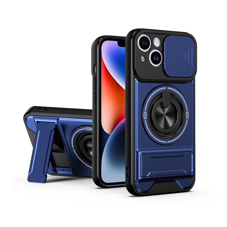 Custodia per telefono multifunzionale magnetica antiurto con finestra scorrevole per obiettivo., For iPhone 15 Pro, For iPhone 15, For iPhone 14 Plus, For iPhone 14