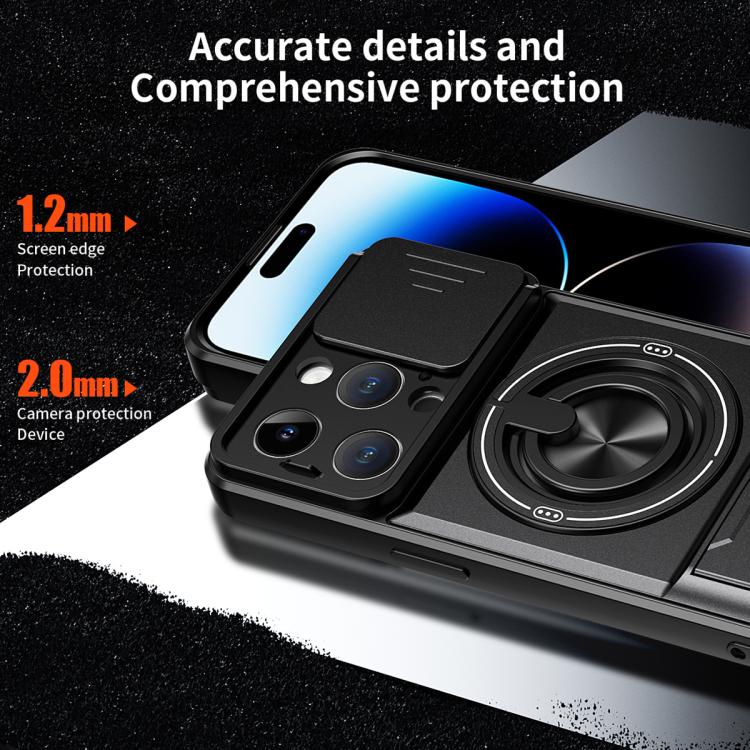 Custodia per telefono multifunzionale magnetica antiurto con finestra scorrevole per obiettivo., For iPhone 14 Pro, For iPhone 14 Pro Max, For iPhone 13 Pro Max, For iPhone 13 Pro