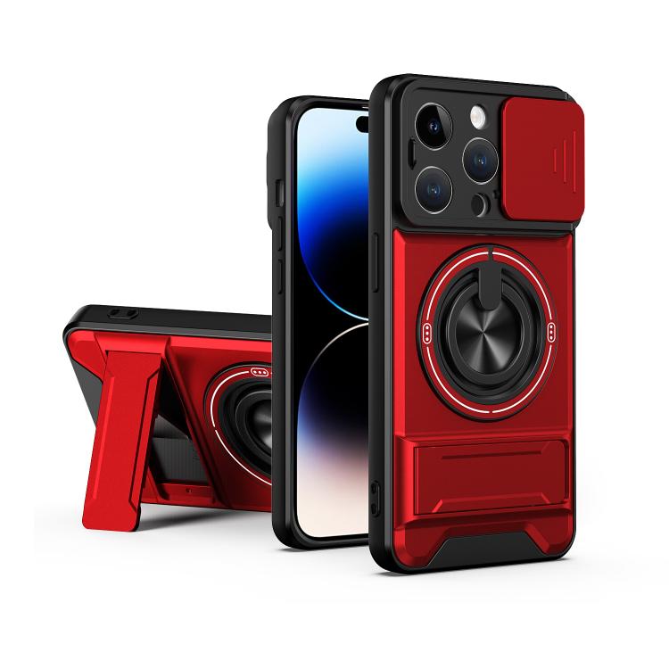 Custodia per telefono multifunzionale magnetica antiurto con finestra scorrevole per obiettivo., For iPhone 14 Pro, For iPhone 14 Pro Max, For iPhone 13 Pro Max, For iPhone 13 Pro