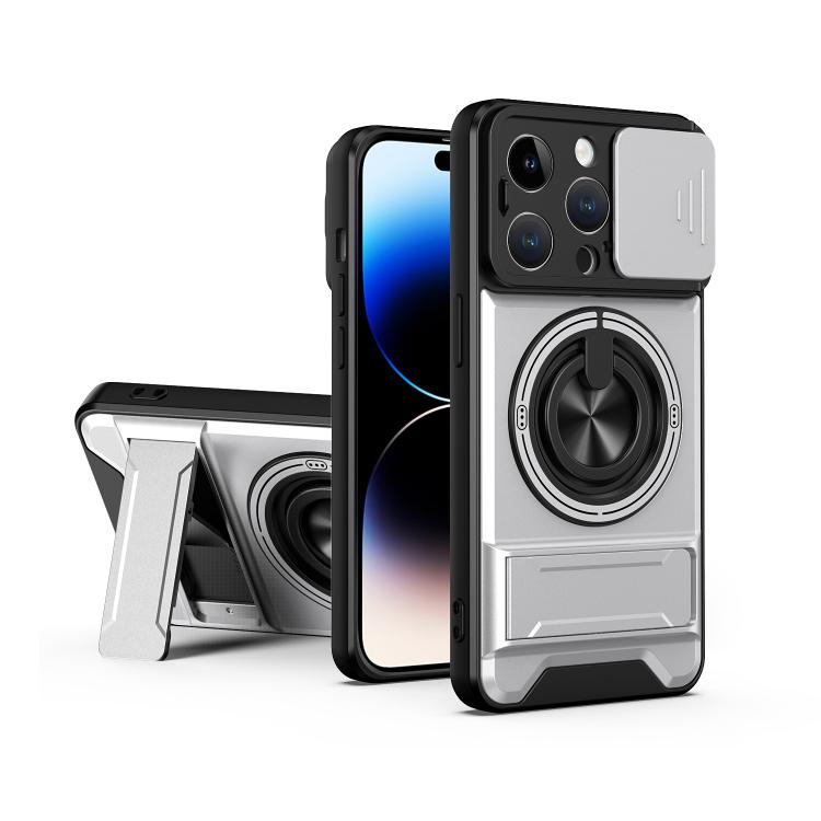 Custodia per telefono multifunzionale magnetica antiurto con finestra scorrevole per obiettivo., For iPhone 14 Pro, For iPhone 14 Pro Max, For iPhone 13 Pro Max, For iPhone 13 Pro