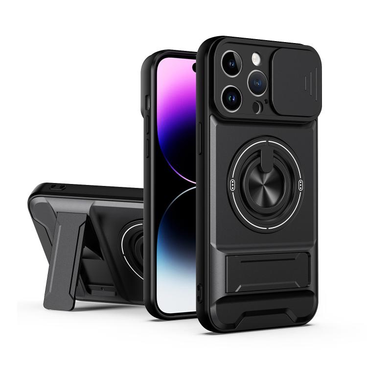 Custodia per telefono multifunzionale magnetica antiurto con finestra scorrevole per obiettivo., For iPhone 14 Pro, For iPhone 14 Pro Max, For iPhone 13 Pro Max, For iPhone 13 Pro