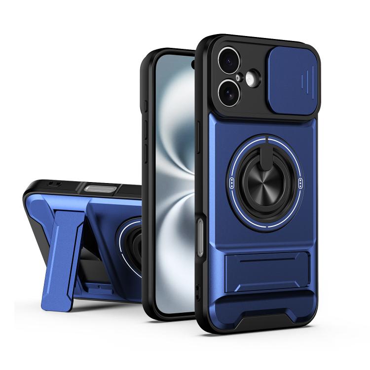 Custodia per telefono multifunzionale magnetica antiurto con finestra scorrevole per obiettivo., For iPhone 16 Pro, For iPhone 16 Plus, For iPhone 16, For iPhone 15 Pro Max
