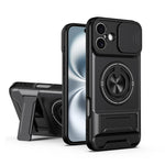 Custodia per telefono multifunzionale magnetica antiurto con finestra scorrevole per obiettivo., For iPhone 16 Pro, For iPhone 16 Plus, For iPhone 16, For iPhone 15 Pro Max