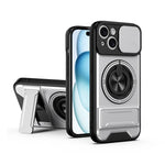 Custodia per telefono multifunzionale magnetica antiurto con finestra scorrevole per obiettivo., For iPhone 15 Pro, For iPhone 15, For iPhone 14 Plus, For iPhone 14