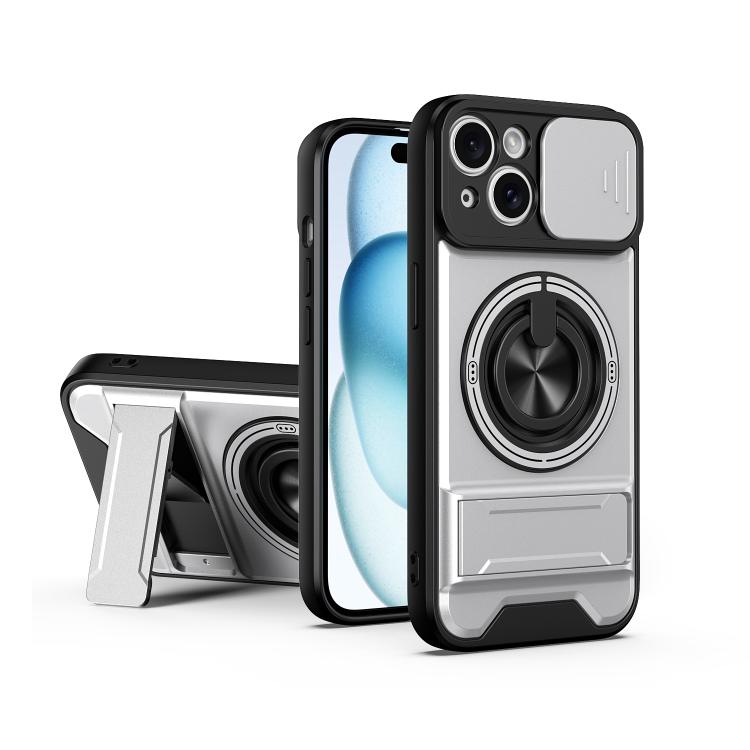 Custodia per telefono multifunzionale magnetica antiurto con finestra scorrevole per obiettivo., For iPhone 15 Pro, For iPhone 15, For iPhone 14 Plus, For iPhone 14