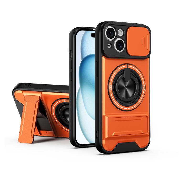 Custodia per telefono multifunzionale magnetica antiurto con finestra scorrevole per obiettivo., For iPhone 15 Pro, For iPhone 15, For iPhone 14 Plus, For iPhone 14