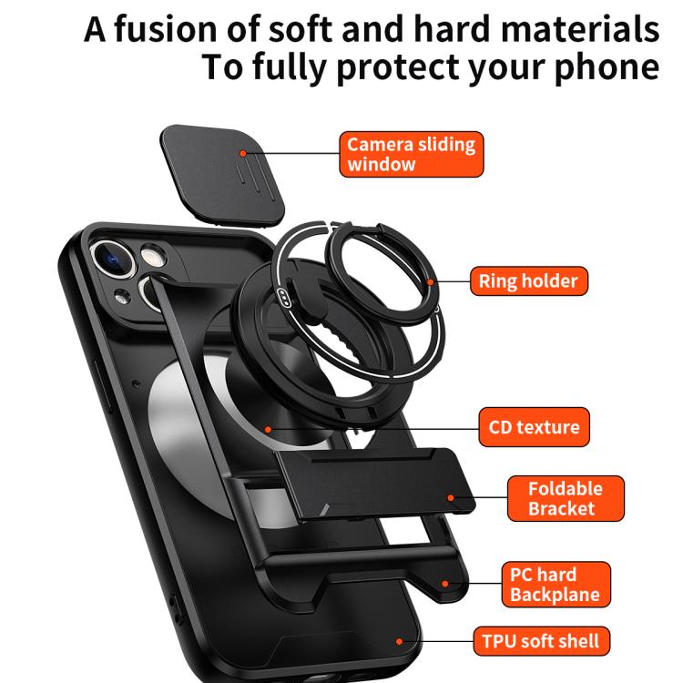 Custodia per telefono multifunzionale magnetica antiurto con finestra scorrevole per obiettivo., For iPhone 13, For iPhone 12, For iPhone 12 Pro Max, For iPhone 12 Pro