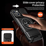 Custodia per telefono multifunzionale magnetica antiurto con finestra scorrevole per obiettivo., For iPhone 13, For iPhone 12, For iPhone 12 Pro Max, For iPhone 12 Pro