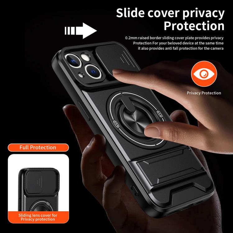Custodia per telefono multifunzionale magnetica antiurto con finestra scorrevole per obiettivo., For iPhone 13, For iPhone 12, For iPhone 12 Pro Max, For iPhone 12 Pro