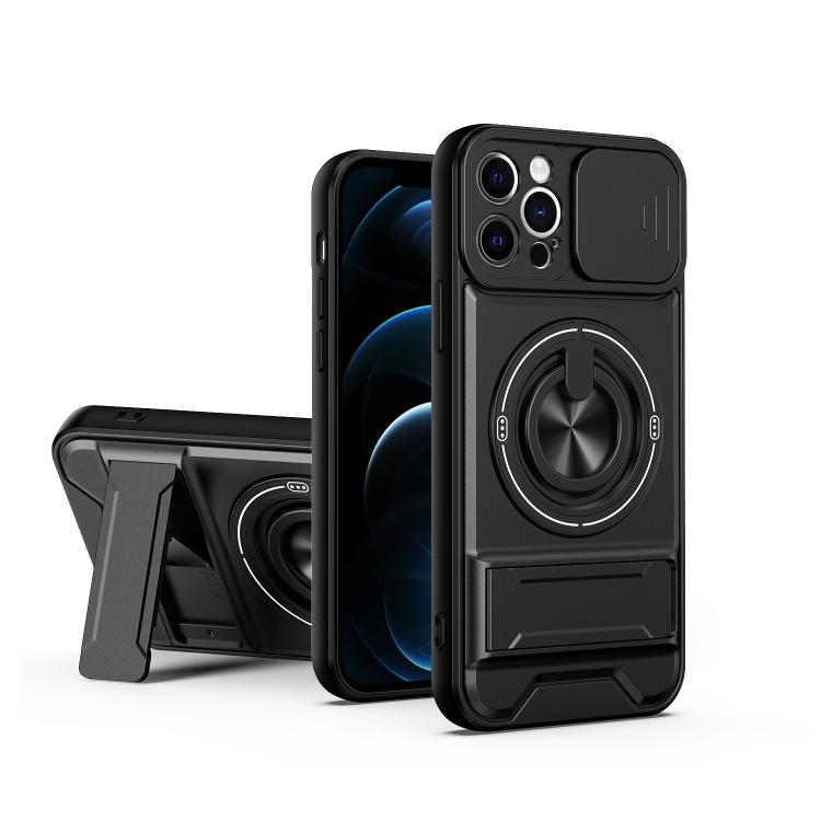 Custodia per telefono multifunzionale magnetica antiurto con finestra scorrevole per obiettivo., For iPhone 13, For iPhone 12, For iPhone 12 Pro Max, For iPhone 12 Pro