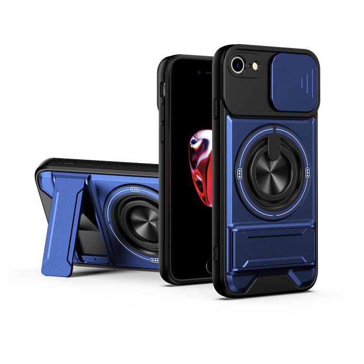 Custodia per telefono multifunzionale magnetica antiurto con finestra scorrevole per obiettivo., For iPhone 7 Plus, For iPhone 7