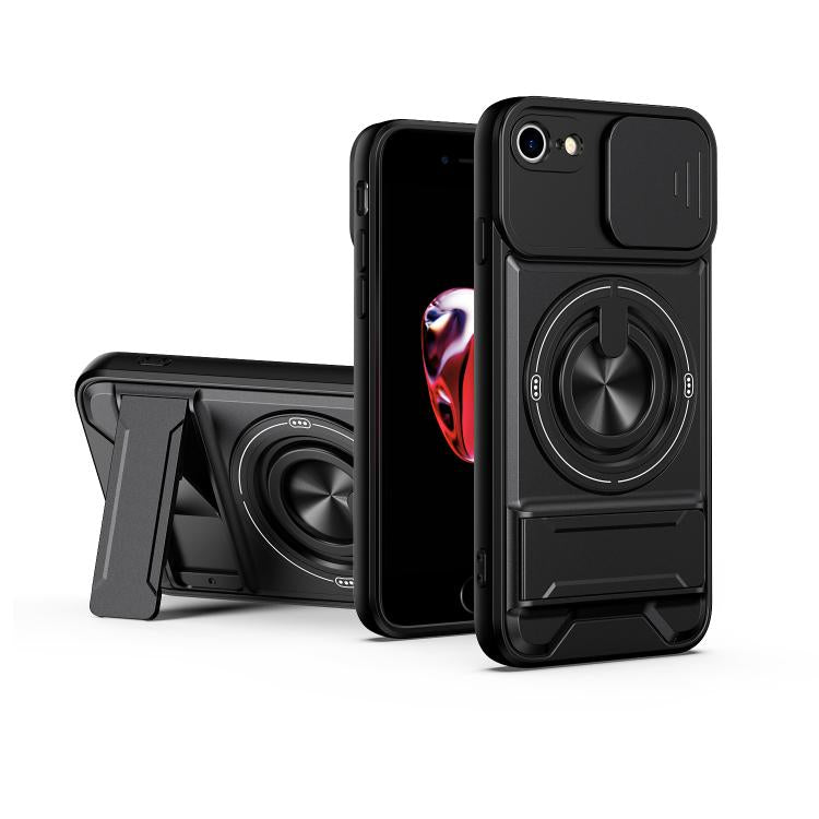 Custodia per telefono multifunzionale magnetica antiurto con finestra scorrevole per obiettivo., For iPhone 7 Plus, For iPhone 7