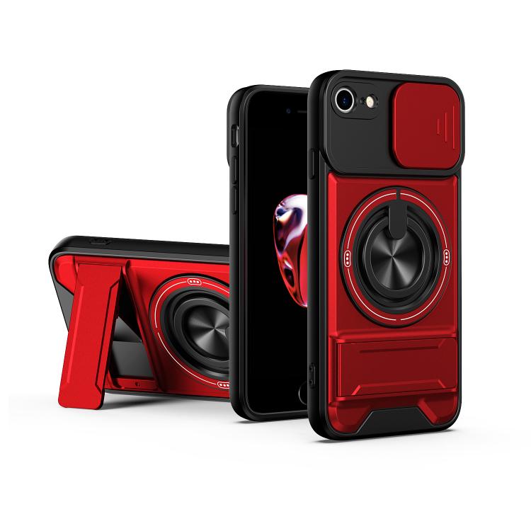 Custodia per telefono multifunzionale magnetica antiurto con finestra scorrevole per obiettivo., For iPhone 7 Plus, For iPhone 7