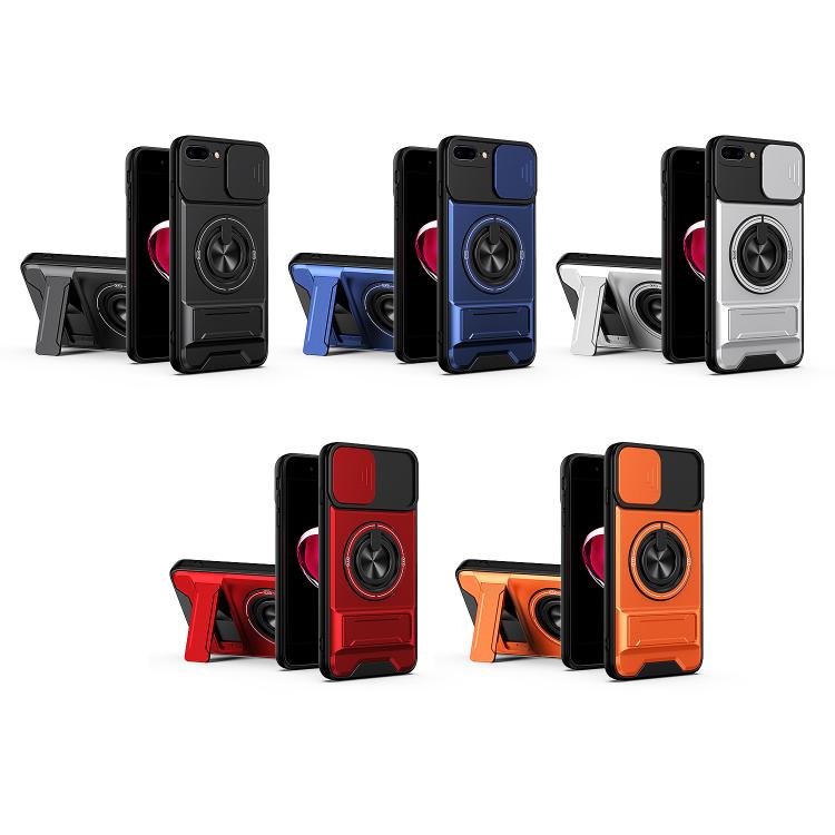 Custodia per telefono multifunzionale magnetica antiurto con finestra scorrevole per obiettivo., For iPhone 7 Plus, For iPhone 7