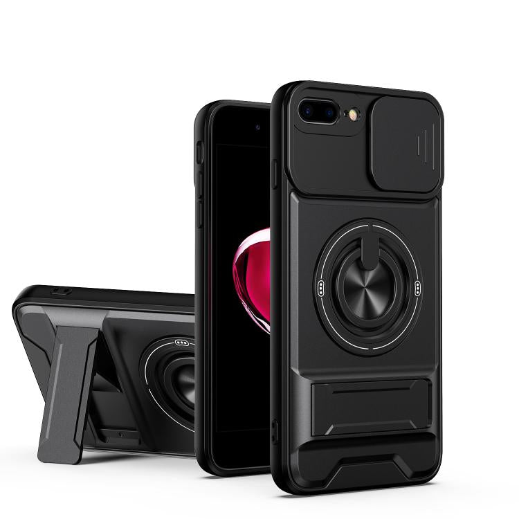 Custodia per telefono multifunzionale magnetica antiurto con finestra scorrevole per obiettivo., For iPhone 7 Plus, For iPhone 7