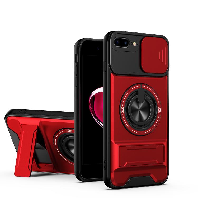 Custodia per telefono multifunzionale magnetica antiurto con finestra scorrevole per obiettivo., For iPhone 7 Plus, For iPhone 7