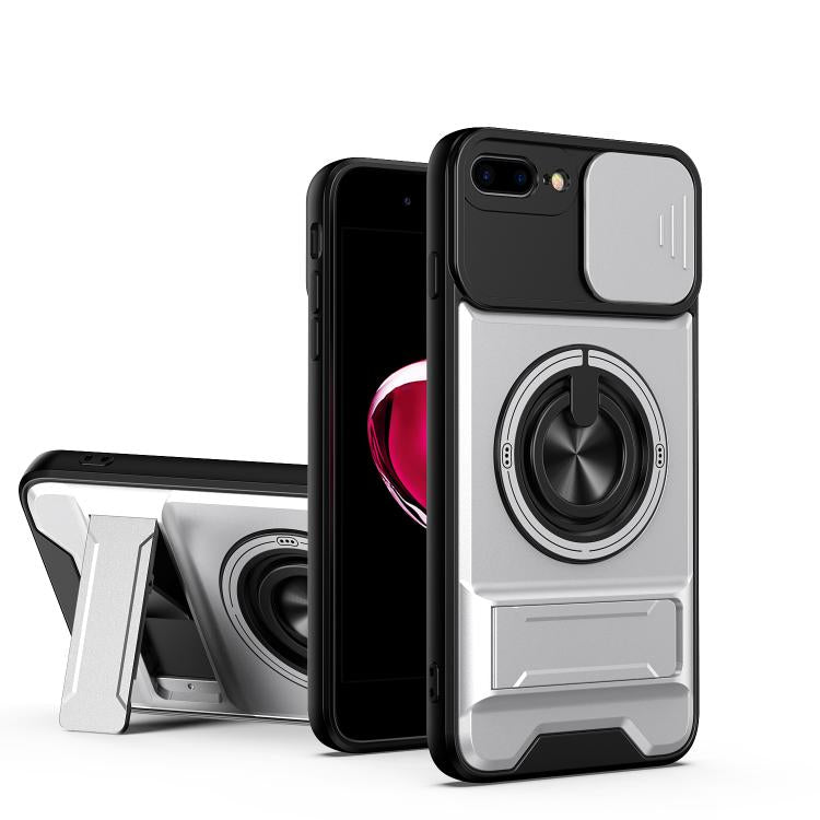 Custodia per telefono multifunzionale magnetica antiurto con finestra scorrevole per obiettivo., For iPhone 7 Plus, For iPhone 7
