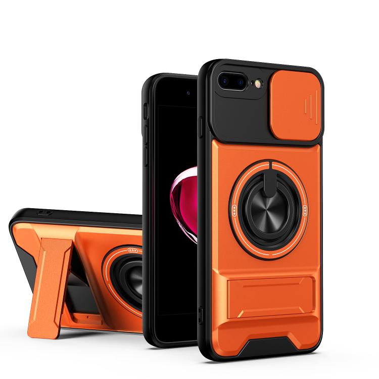 Custodia per telefono multifunzionale magnetica antiurto con finestra scorrevole per obiettivo., For iPhone 7 Plus, For iPhone 7