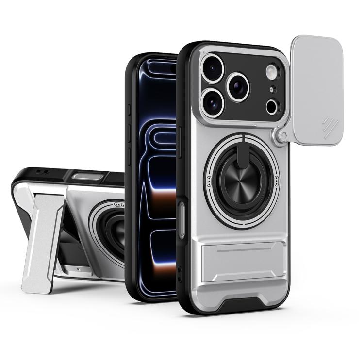 Custodia per telefono multifunzionale magnetica antiurto con finestra scorrevole per obiettivo., For iPhone 18 Pro, For iPhone 18 Pro Max, For iPhone 17e / 16e, For iPhone 17 Pro Max
