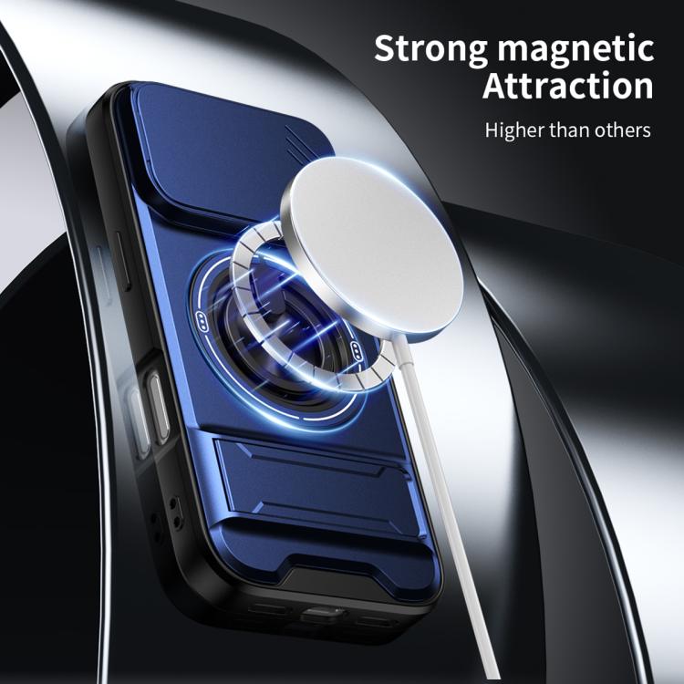 Custodia per telefono multifunzionale magnetica antiurto con finestra scorrevole per obiettivo., For iPhone 18 Pro, For iPhone 18 Pro Max, For iPhone 17e / 16e, For iPhone 17 Pro Max